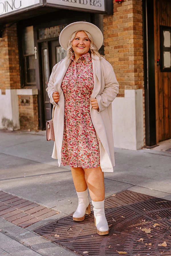 Fall Sunset Corduroy Mini Dress in Blush Curves - Image 4