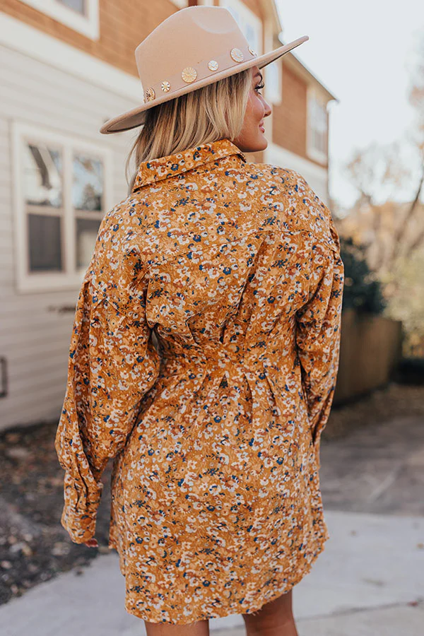 Fall Sunset Corduroy Mini Dress in Mustard - Image 7