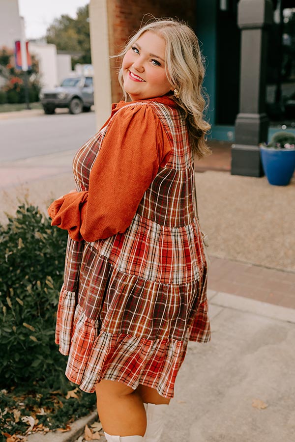 Fall Vibes Plaid Mini Dress Curves - Image 3