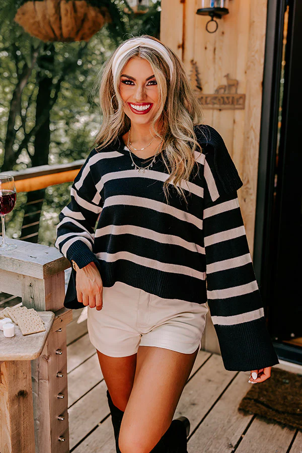 Fill Up Your Cup Stripe Sweater In Black - Image 2