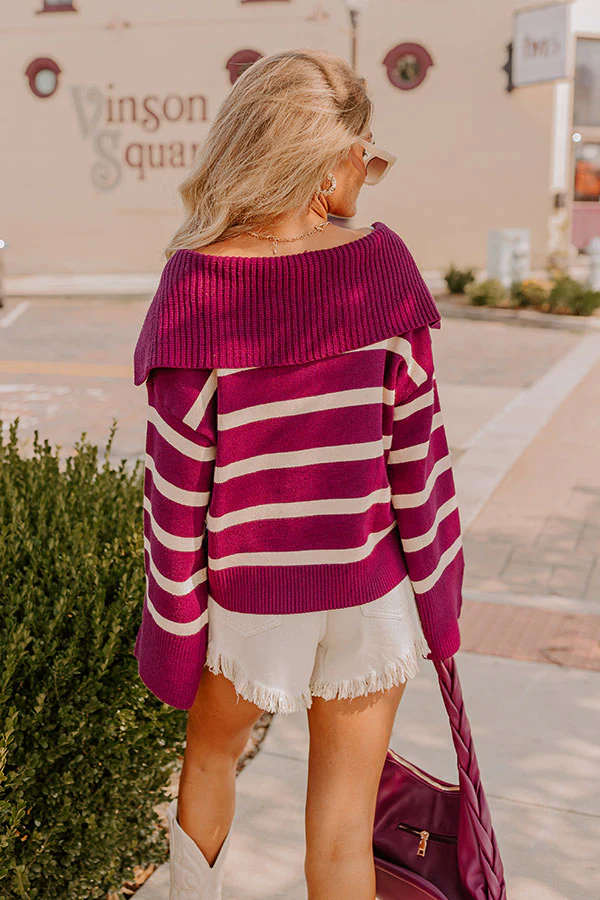 Fill Up Your Cup Stripe Sweater In Royal Plum - Image 6