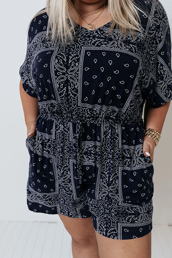 Fireworks By The Pier Paisley Romper Curves - Image 3