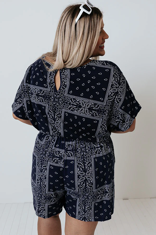 Fireworks By The Pier Paisley Romper Curves - Image 5
