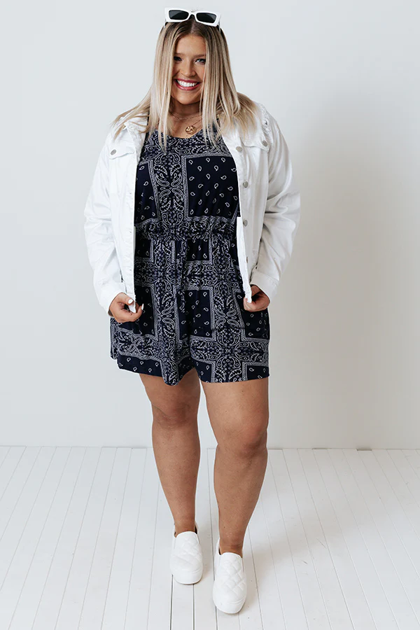 Fireworks By The Pier Paisley Romper Curves - Image 7