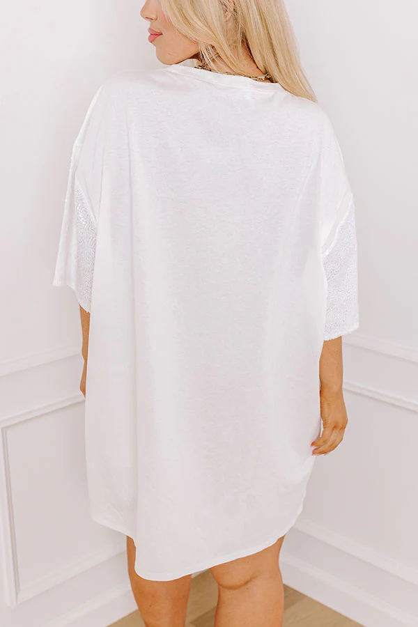 Football Season Sequin Mini Dress in White Curves - Image 5