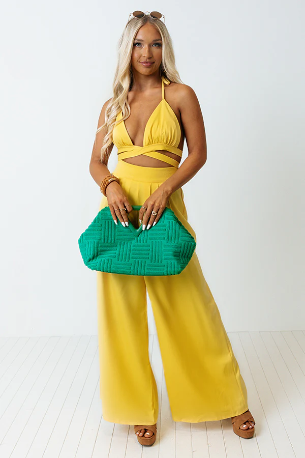 Forever Yours Wrap Crop Top In Yellow - Image 2