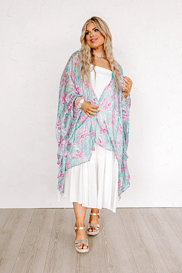Forgotten Paradise Floral Overlay In Aqua Curves - Image 3