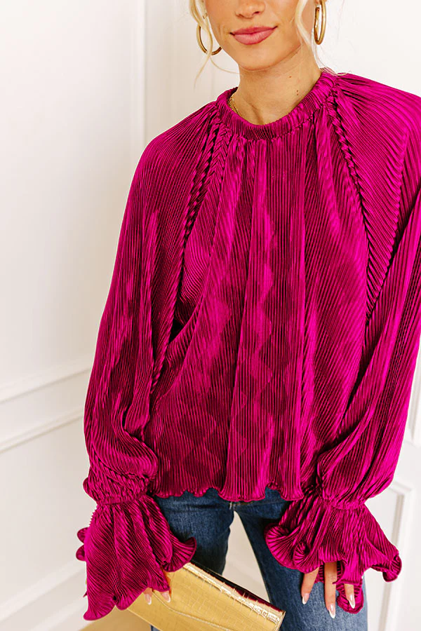 Found Your Love Pleated Top In Berry - Image 3