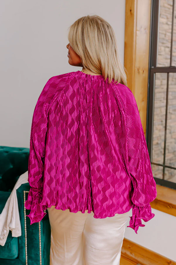 Found Your Love Pleated Top In Berry Curves - Image 5