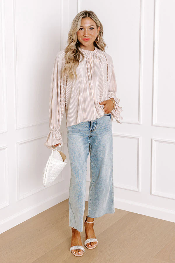 Found Your Love Pleated Top In Champagne - Image 2