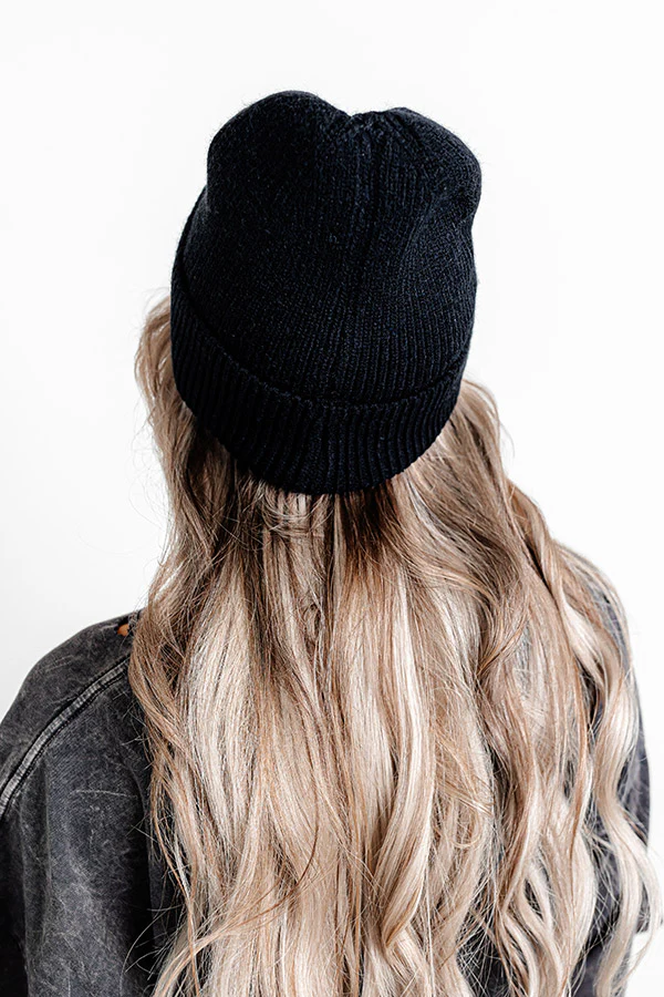 Friendly Smiles Knit Beanie in Black - Image 3