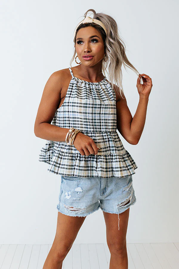 Friendship Circle Gingham Shift Top In Sky Blue - Image 5