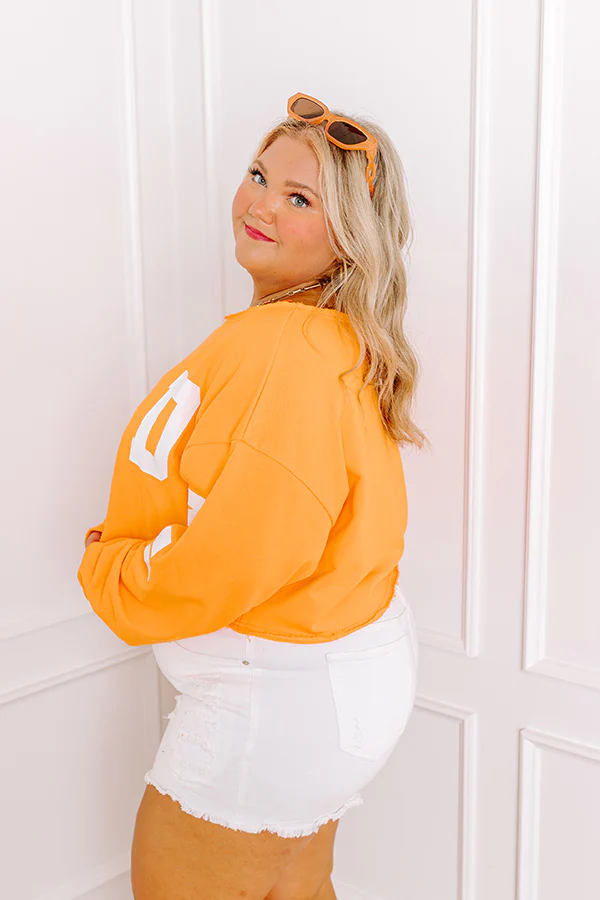 Game Day Crop Sweatshirt in Orange Curves - Image 5