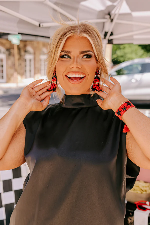 Game Day Down South Earrings In Red