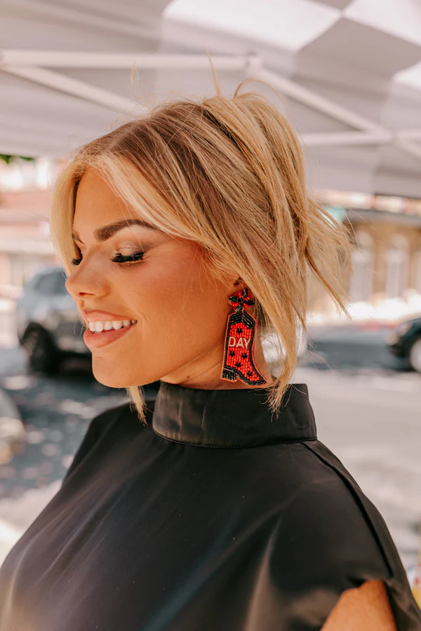 Game Day Down South Earrings In Red - Image 5