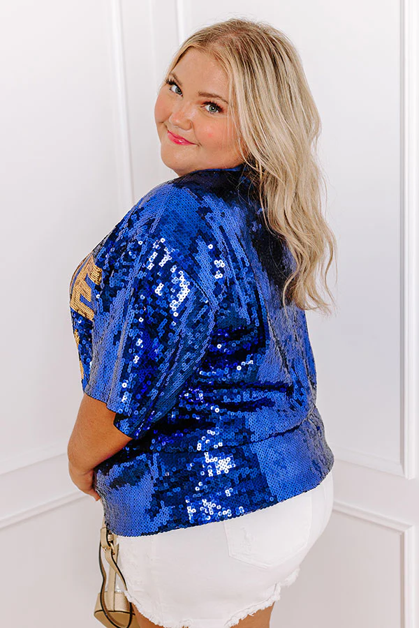 Gameday Sequin Tunic in Blue Curves - Image 7