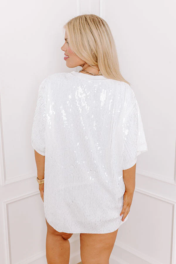 Gameday Sequin Tunic in White Curves - Image 4
