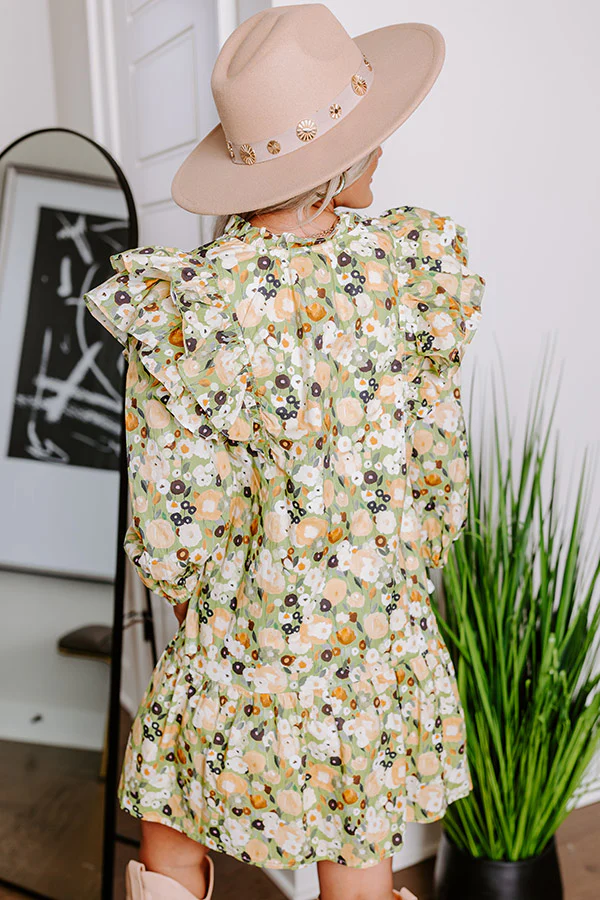 Garden Gathering Shift Dress In Lime - Image 3