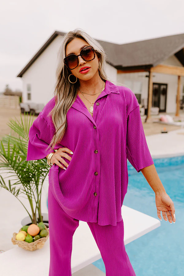 Genuine Gratitude Pleated High Waist Pants In Orchid - Image 3
