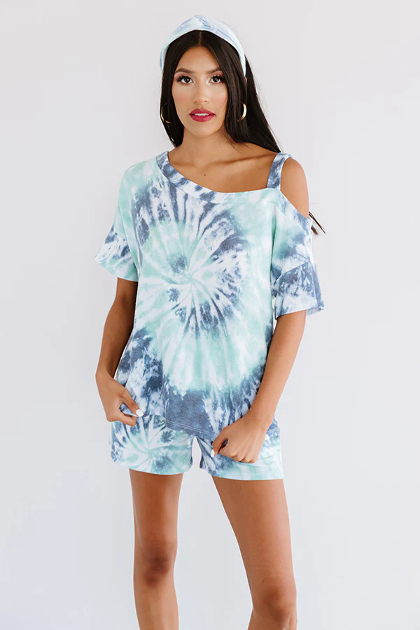 Go Getter Tie Dye Shift Top In Aqua - Image 3
