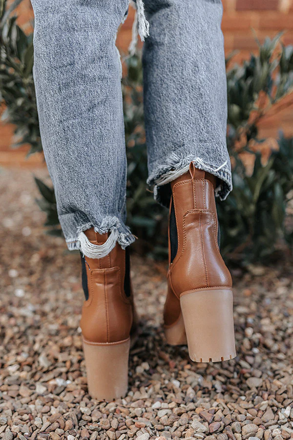 Good Day Faux Leather Boot in Dark Camel - Image 3
