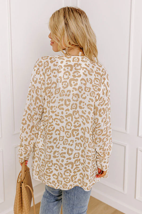Great Minds Think Alike Leopard Cardigan in Khaki  Curves - Image 5