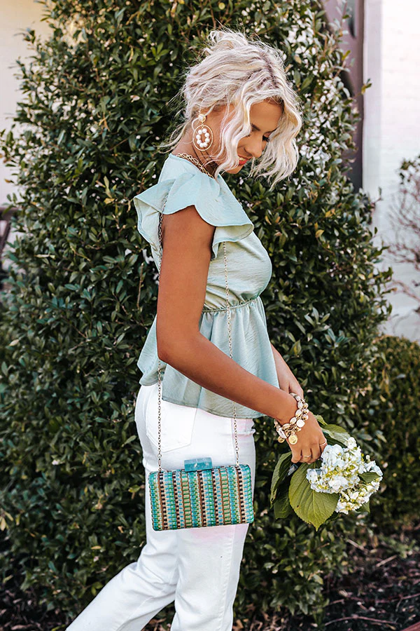Hammock Swings Woven Clutch In Blue - Image 2