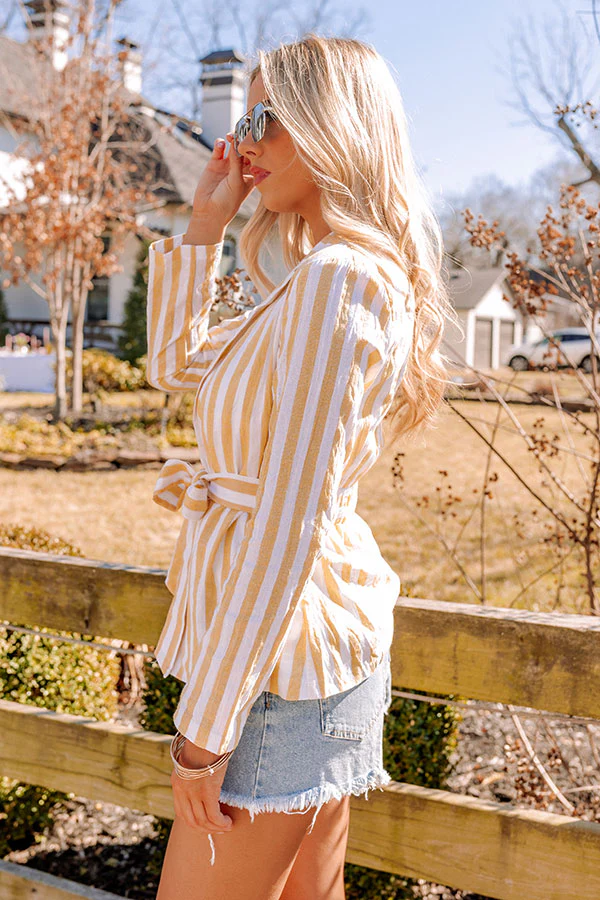 Hamptons Forever Stripe Blazer In Yellow - Image 4