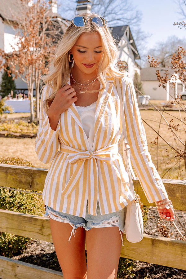 Hamptons Forever Stripe Blazer In Yellow - Image 7