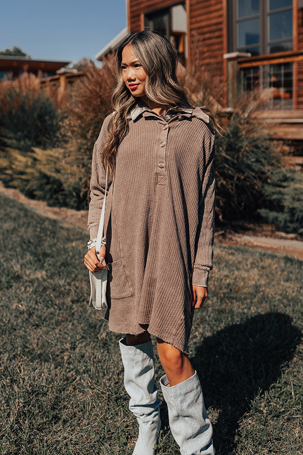 Harvest Cheer Waffle Knit Mini Dress In Taupe - Image 6