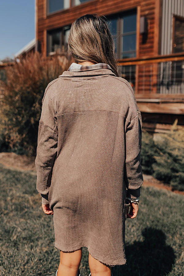Harvest Cheer Waffle Knit Mini Dress In Taupe - Image 7