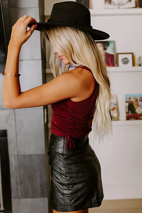 Have A Ball Ruched Side Top In Merlot - Image 3