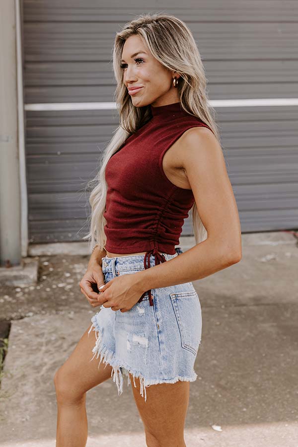 Have A Ball Ruched Side Top In Merlot - Image 9