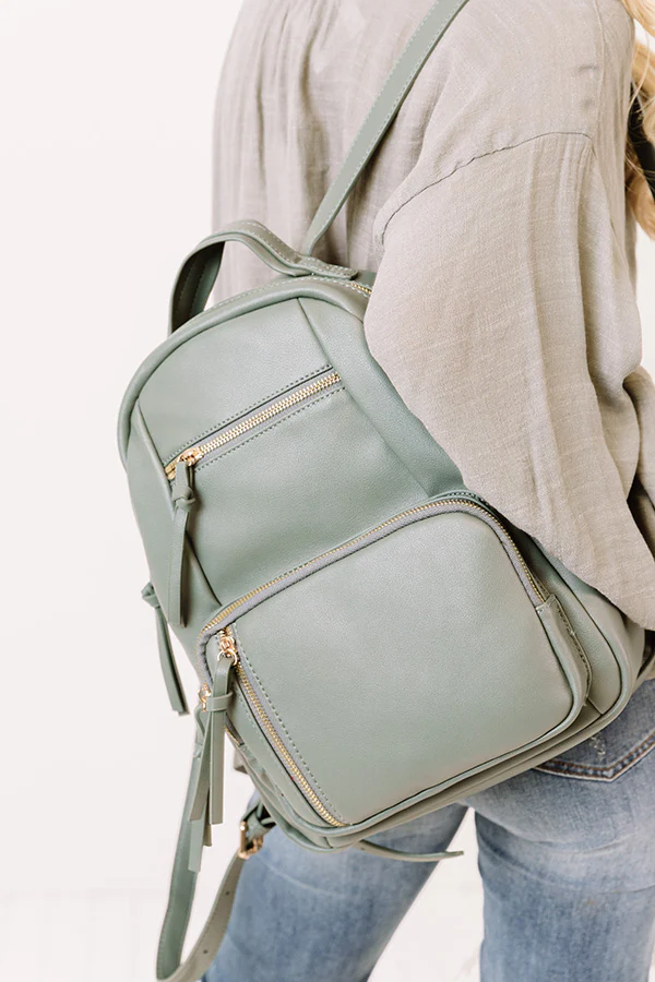 Hiding Out Faux Leather Backpack In Pear - Image 3