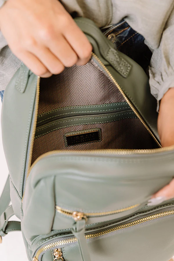 Hiding Out Faux Leather Backpack In Pear - Image 4