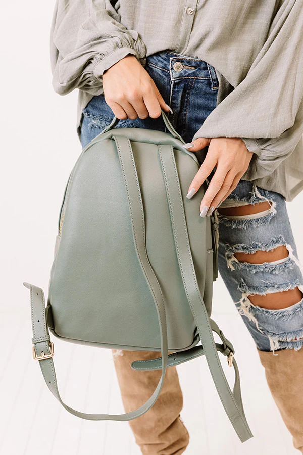 Hiding Out Faux Leather Backpack In Pear - Image 5