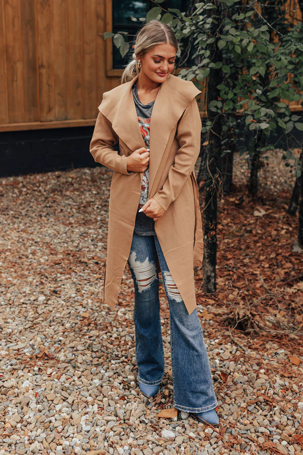 Hiding Out Light Weight Coat In Iced Mocha - Image 7