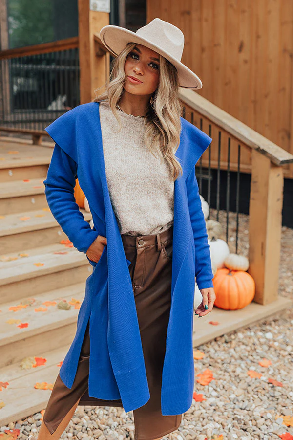 Hiding Out Light Weight Coat In Royal Blue - Image 3