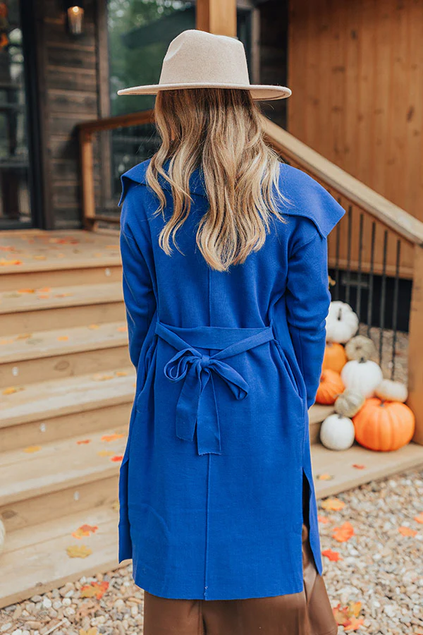 Hiding Out Light Weight Coat In Royal Blue - Image 4