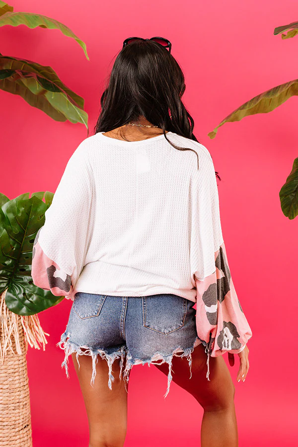 Highline Chic Waffle Knit Leopard Top in Pink - Image 9