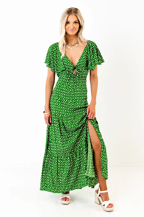 Iconic Crush Cut Out Maxi In Green - Image 8