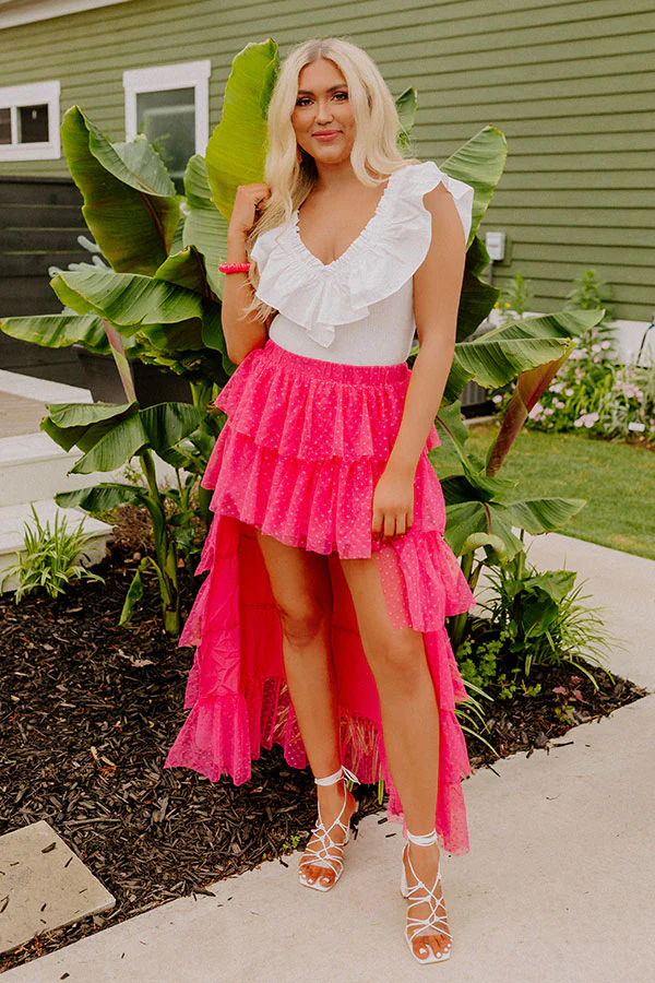 Ideally Yours Tulle High-Low Skirt In Pink - Image 6