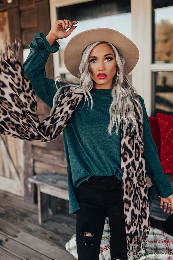 Infinitely Cozy Leopard Scarf in Taupe - Image 6