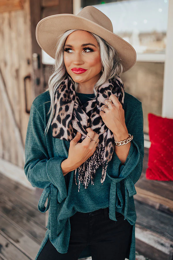 Infinitely Cozy Leopard Scarf in Taupe - Image 7