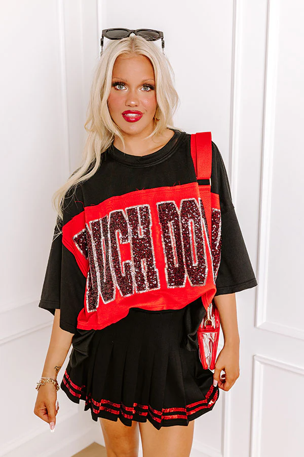 It's a Touch Down Sequin Oversized Tee in Black - Image 2