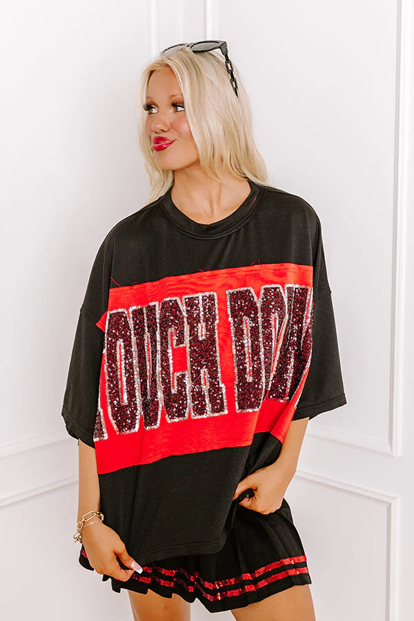 It's a Touch Down Sequin Oversized Tee in Black - Image 7