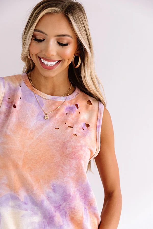 It's All Good Distressed Tie Dye Top In Orange - Image 5