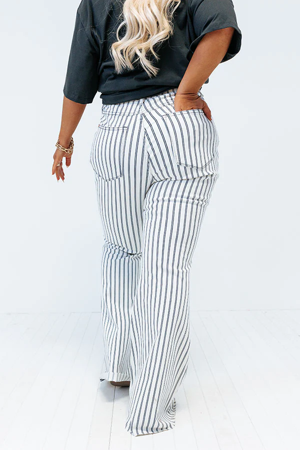 Judy Blue The Jamie High Waist Stripe Flare In White - Image 5