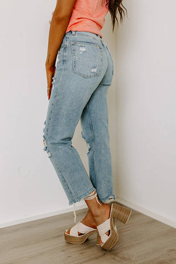 Just USA Kai High Waist Distressed Straight Leg Jean - Image 5