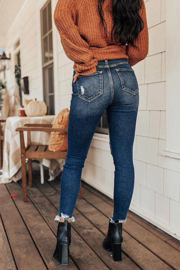 KanCan The Ella High Waist Distressed Ankle Skinny in Dark Wash - Image 4